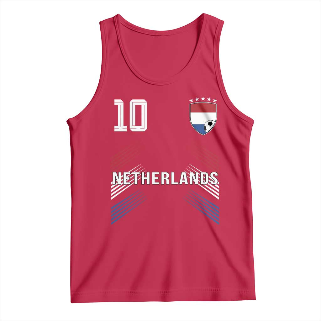 Netherlands Soccer Sports Graphic Number 10 Jersey Style Tank Top Proud Nederlands Holland Football Fans Game Day Pride TS02 Red Print Your Wear