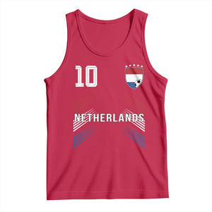 Netherlands Soccer Sports Graphic Number 10 Jersey Style Tank Top Proud Nederlands Holland Football Fans Game Day Pride TS02 Red Print Your Wear