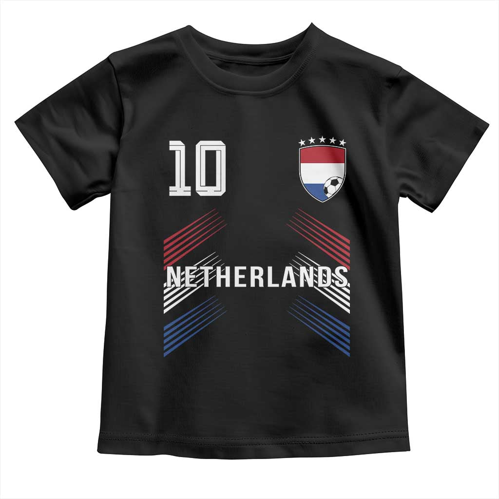 Netherlands Soccer Sports Graphic Number 10 Jersey Style Toddler T Shirt Proud Nederlands Holland Football Fans Game Day Pride TS02 Black Print Your Wear