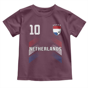 Netherlands Soccer Sports Graphic Number 10 Jersey Style Toddler T Shirt Proud Nederlands Holland Football Fans Game Day Pride TS02 Maroon Print Your Wear
