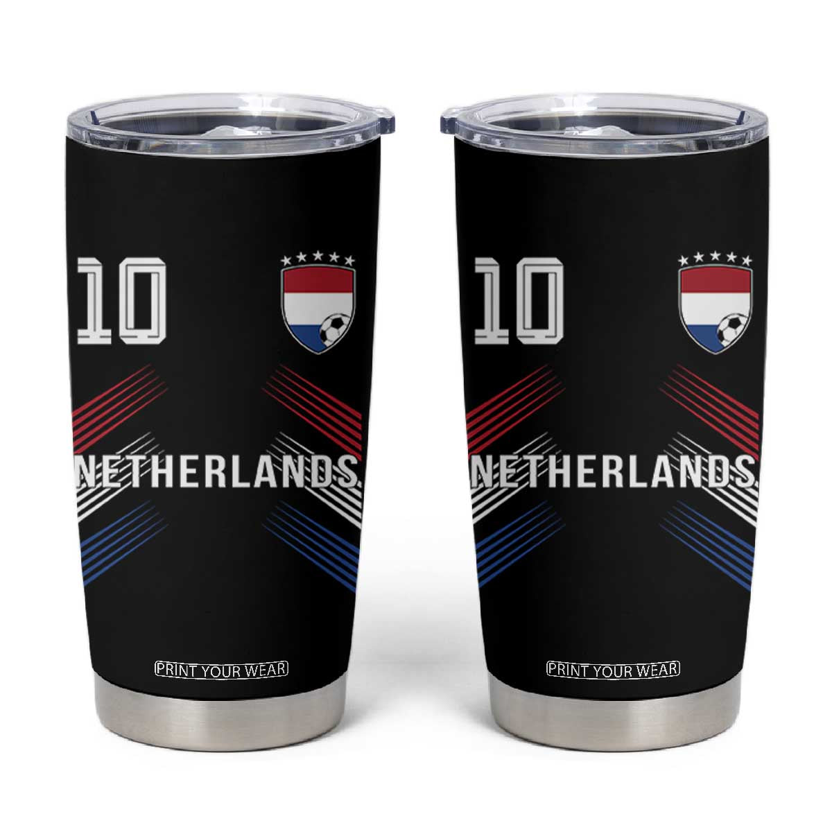 Netherlands Soccer Sports Graphic Number 10 Jersey Style Tumbler Cup Proud Nederlands Holland Football Fans Game Day Pride TS02 Black Print Your Wear