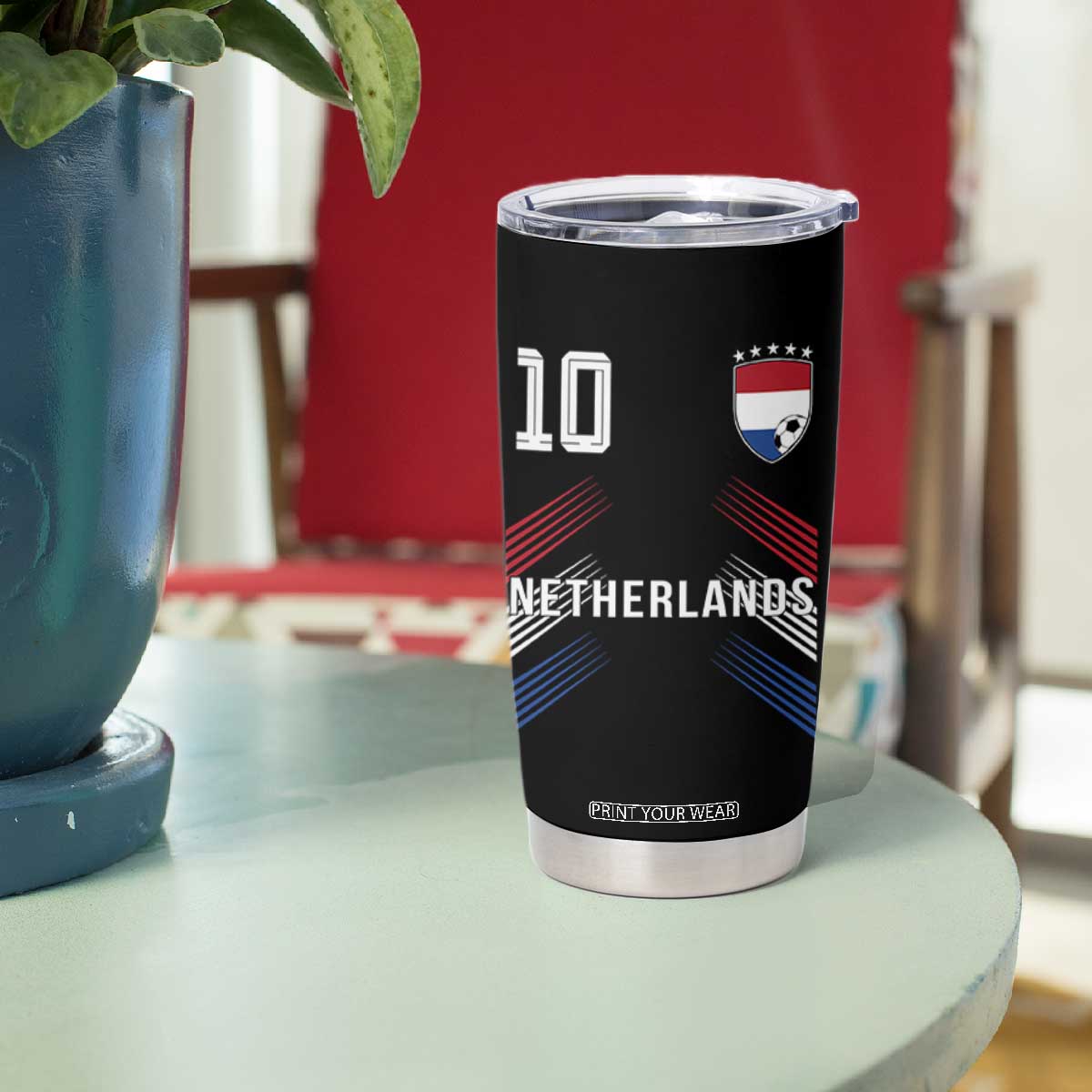 Netherlands Soccer Sports Graphic Number 10 Jersey Style Tumbler Cup Proud Nederlands Holland Football Fans Game Day Pride TS02 Print Your Wear