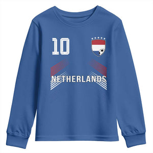Netherlands Soccer Sports Graphic Number 10 Jersey Style Youth Sweatshirt Proud Nederlands Holland Football Fans Game Day Pride TS02 Royal Blue Print Your Wear