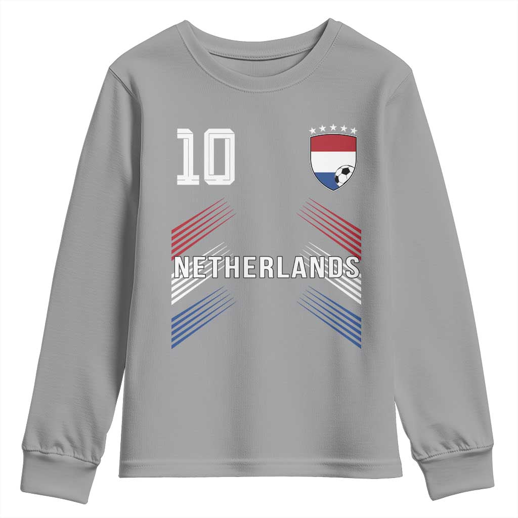 Netherlands Soccer Sports Graphic Number 10 Jersey Style Youth Sweatshirt Proud Nederlands Holland Football Fans Game Day Pride TS02 Sport Gray Print Your Wear