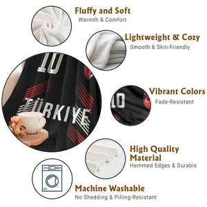 Proud Turkiye Soccer Fans Number 10 Jersey Style Throw Blanket Patriotic Turkish Football Turkey Sports Lover TS02 Print Your Wear