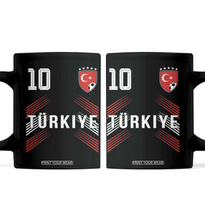Proud Turkiye Soccer Fans Number 10 Jersey Style Coffee Mug Patriotic Turkish Football Turkey Sports Lover TS02 Black Print Your Wear