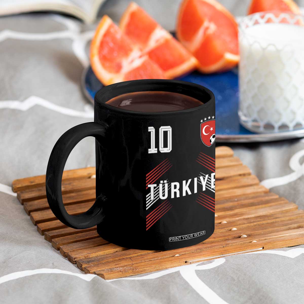 Proud Turkiye Soccer Fans Number 10 Jersey Style Coffee Mug Patriotic Turkish Football Turkey Sports Lover TS02 Print Your Wear