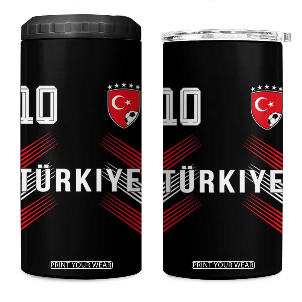 Proud Turkiye Soccer Fans Number 10 Jersey Style 4 in 1 Can Cooler Tumbler Patriotic Turkish Football Turkey Sports Lover TS02 One Size: 16 oz Black Print Your Wear