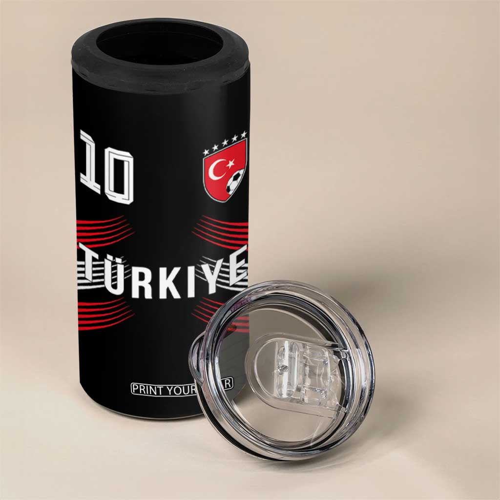 Proud Turkiye Soccer Fans Number 10 Jersey Style 4 in 1 Can Cooler Tumbler Patriotic Turkish Football Turkey Sports Lover TS02 Print Your Wear