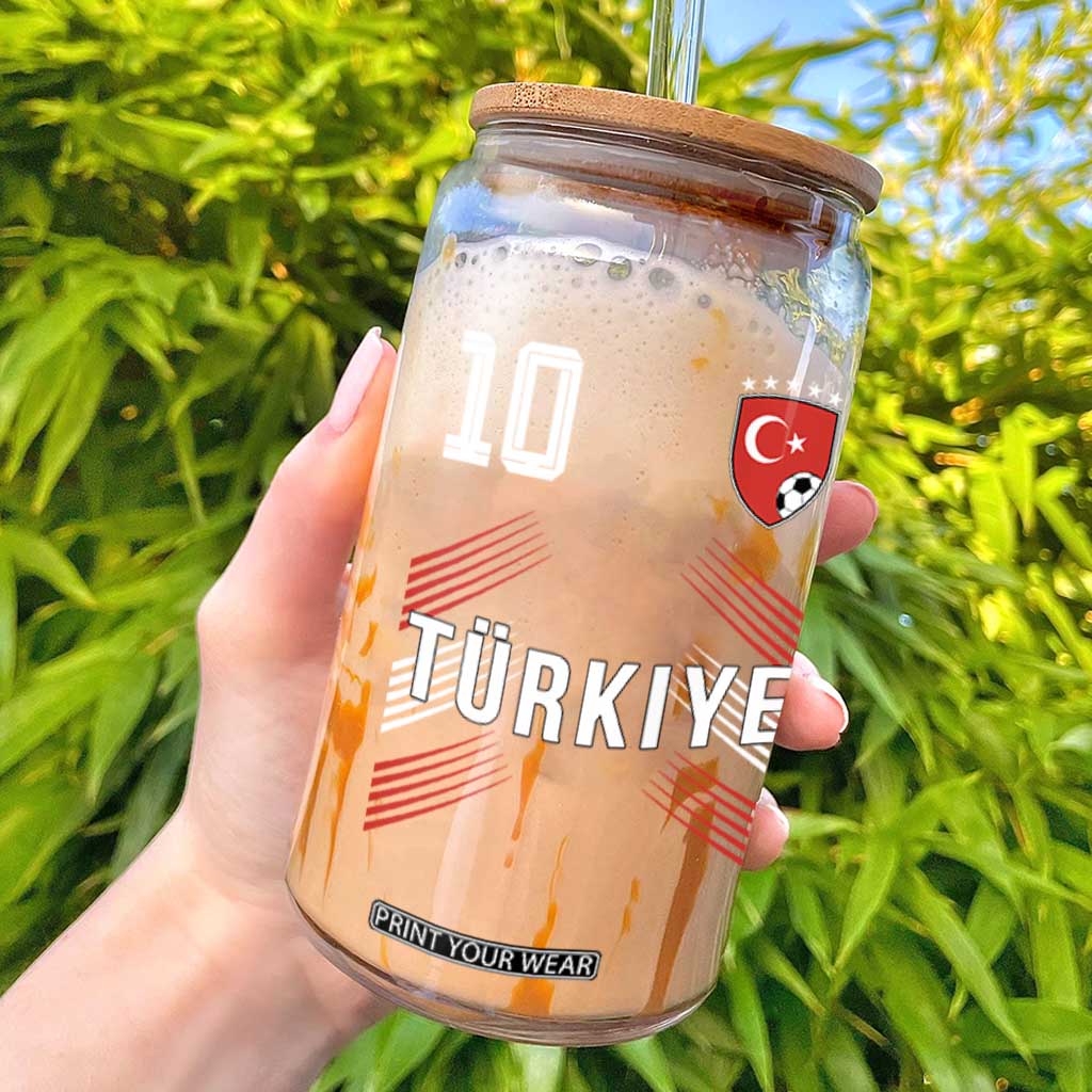 Proud Turkiye Soccer Fans Number 10 Jersey Style Glass Can Patriotic Turkish Football Turkey Sports Lover TS02 Black Print Your Wear