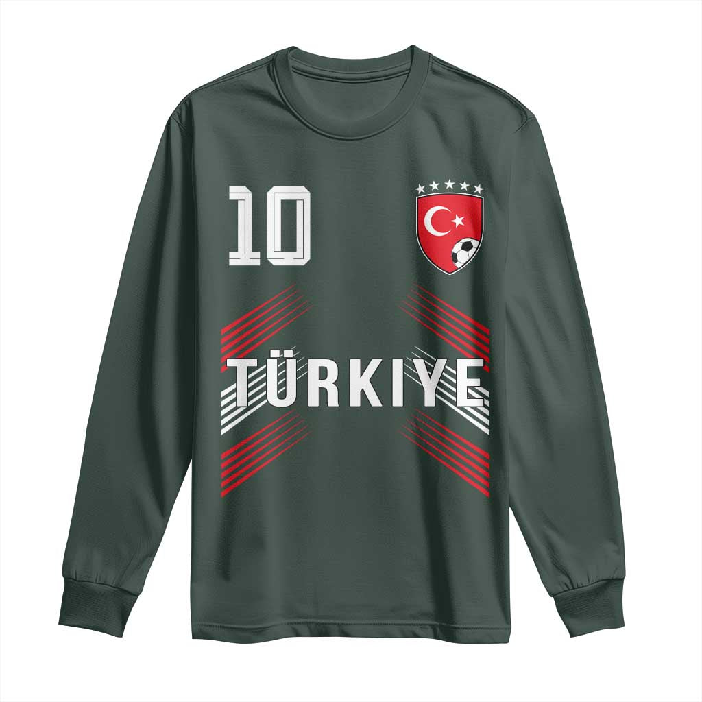 Proud Turkiye Soccer Fans Number 10 Jersey Style Long Sleeve Shirt Patriotic Turkish Football Turkey Sports Lover