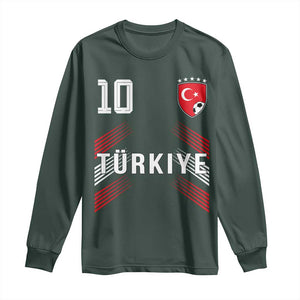 Proud Turkiye Soccer Fans Number 10 Jersey Style Long Sleeve Shirt Patriotic Turkish Football Turkey Sports Lover