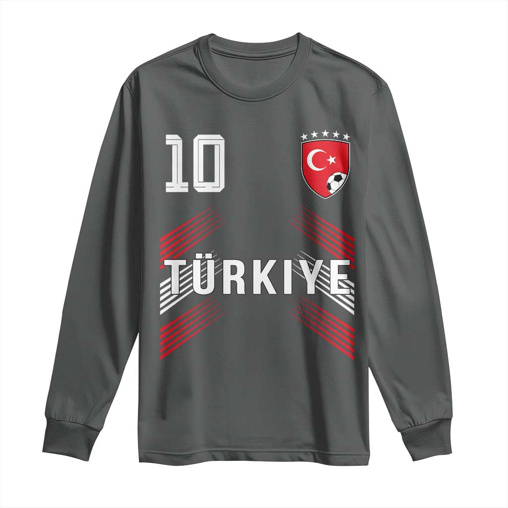 Proud Turkiye Soccer Fans Number 10 Jersey Style Long Sleeve Shirt Patriotic Turkish Football Turkey Sports Lover