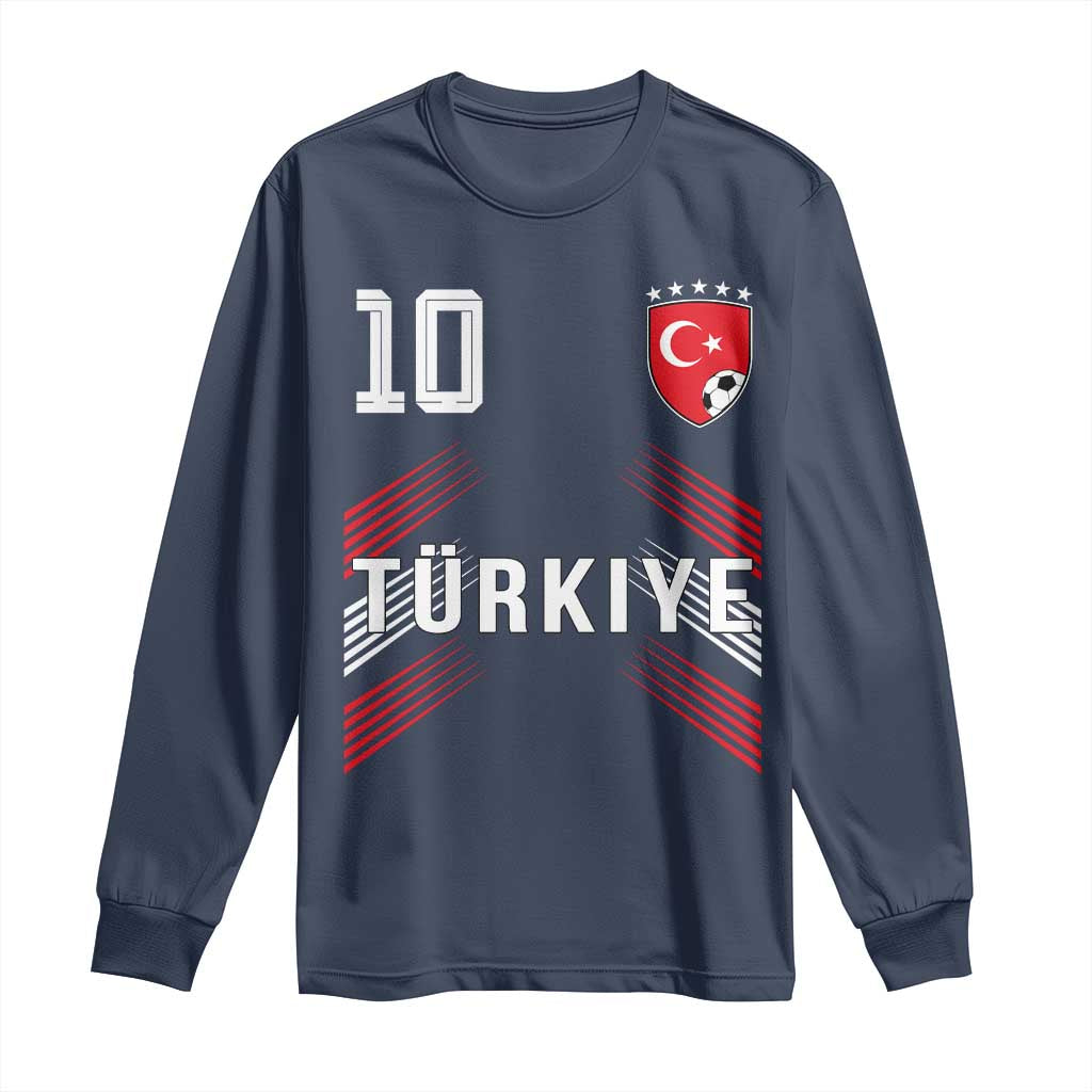 Proud Turkiye Soccer Fans Number 10 Jersey Style Long Sleeve Shirt Patriotic Turkish Football Turkey Sports Lover
