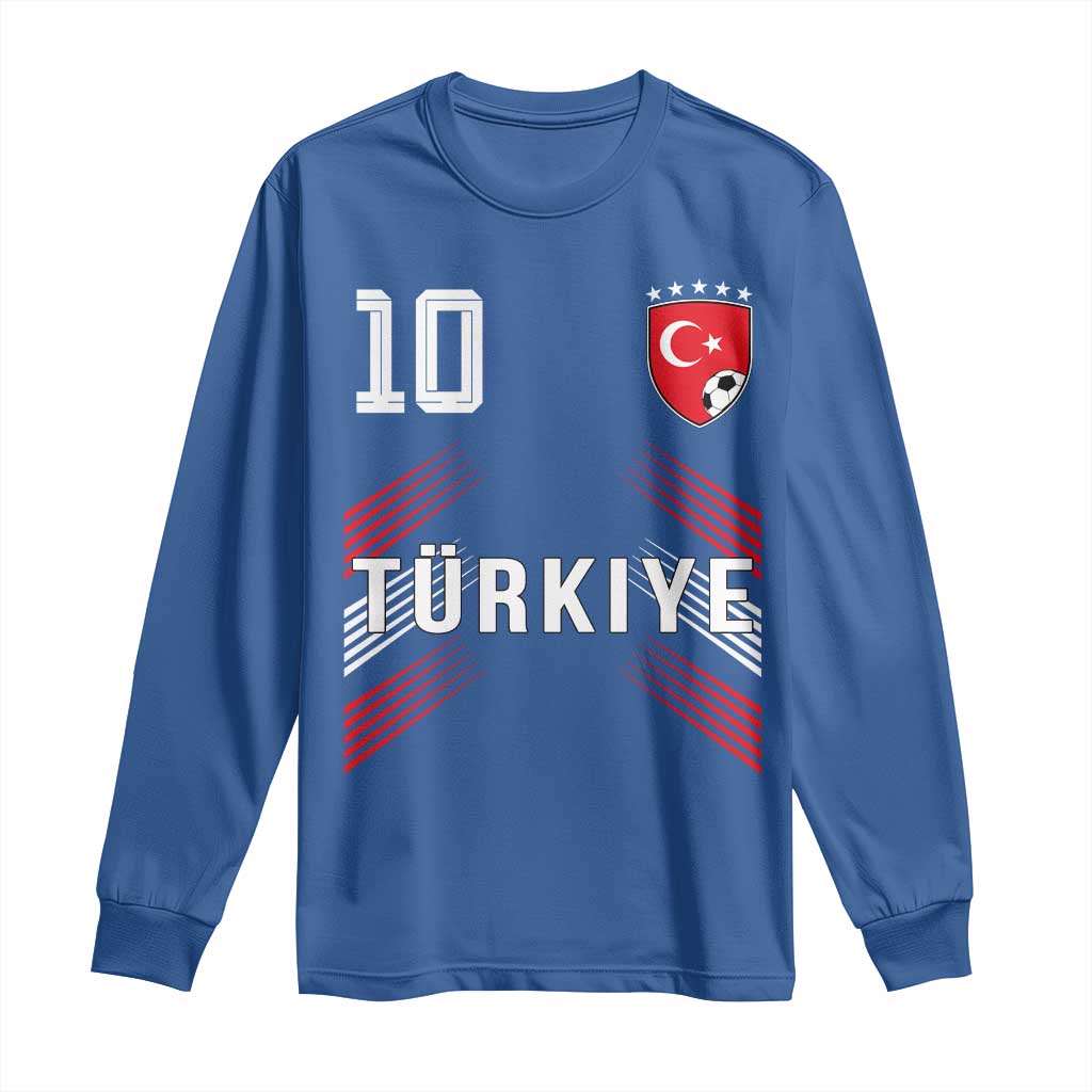 Proud Turkiye Soccer Fans Number 10 Jersey Style Long Sleeve Shirt Patriotic Turkish Football Turkey Sports Lover