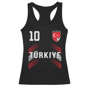 Proud Turkiye Soccer Fans Number 10 Jersey Style Racerback Tank Top Patriotic Turkish Football Turkey Sports Lover