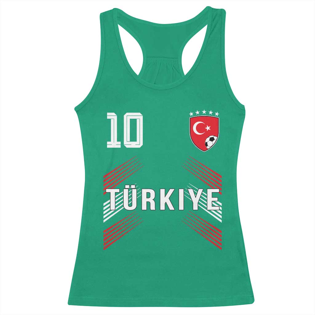 Proud Turkiye Soccer Fans Number 10 Jersey Style Racerback Tank Top Patriotic Turkish Football Turkey Sports Lover