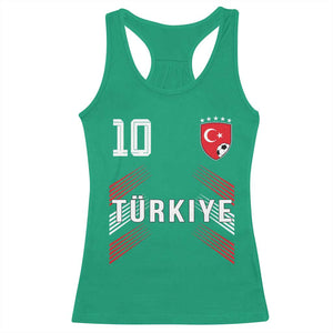 Proud Turkiye Soccer Fans Number 10 Jersey Style Racerback Tank Top Patriotic Turkish Football Turkey Sports Lover