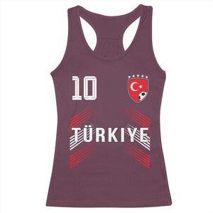 Proud Turkiye Soccer Fans Number 10 Jersey Style Racerback Tank Top Patriotic Turkish Football Turkey Sports Lover