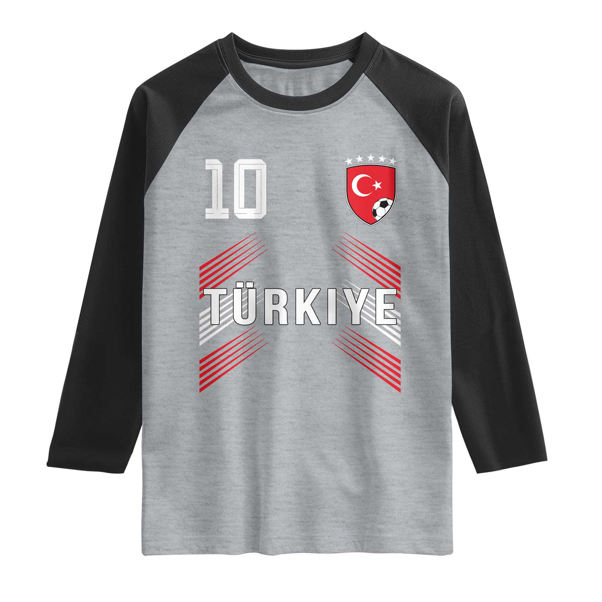 Proud Turkiye Soccer Fans Number 10 Jersey Style Raglan Shirt Patriotic Turkish Football Turkey Sports Lover