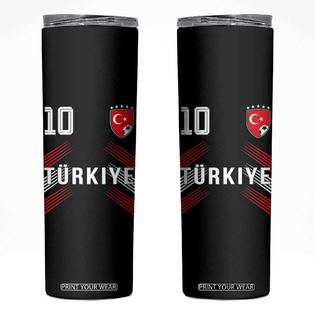 Proud Turkiye Soccer Fans Number 10 Jersey Style Skinny Tumbler Patriotic Turkish Football Turkey Sports Lover TS02 Black Print Your Wear