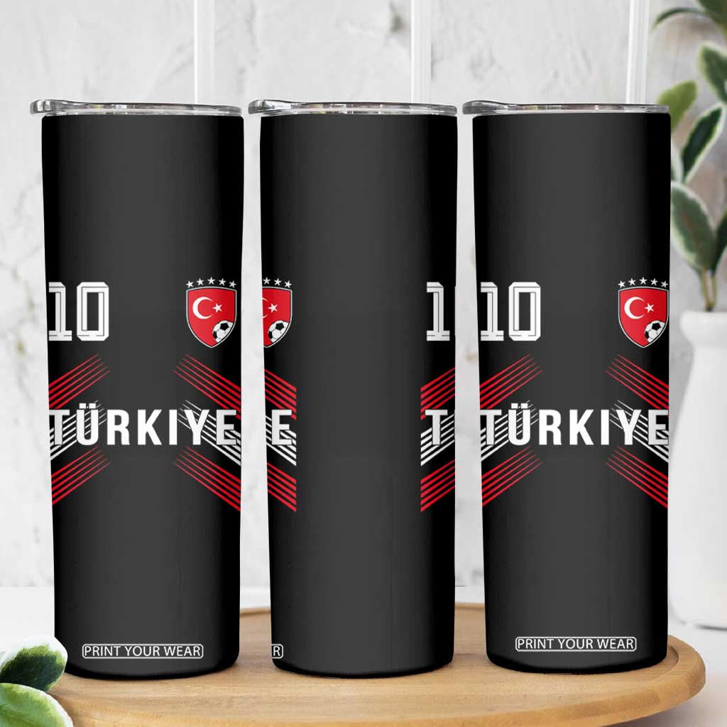 Proud Turkiye Soccer Fans Number 10 Jersey Style Skinny Tumbler Patriotic Turkish Football Turkey Sports Lover TS02 Print Your Wear