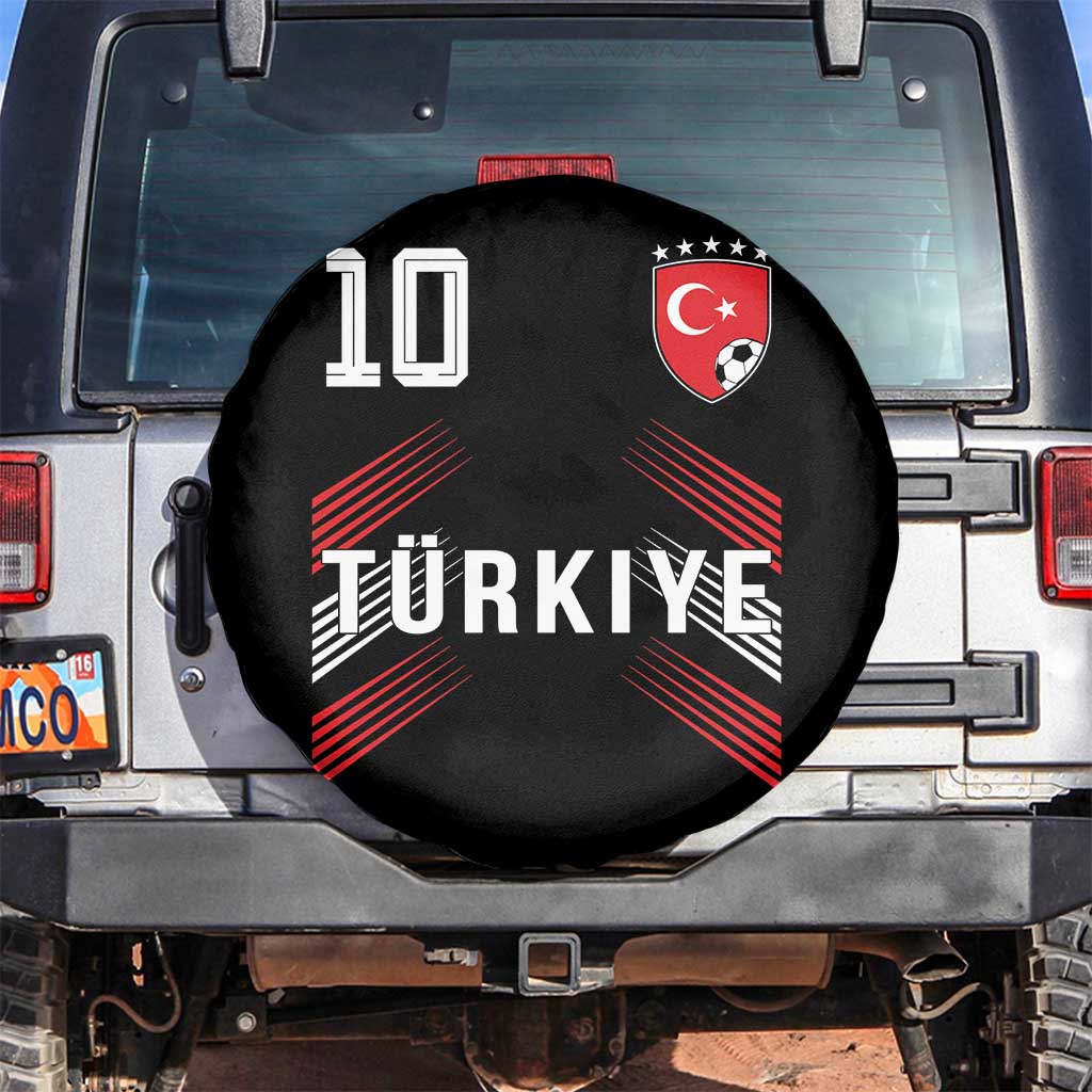 Proud Turkiye Soccer Fans Number 10 Jersey Style Spare Tire Cover Patriotic Turkish Football Turkey Sports Lover TS02 No hole Black Print Your Wear