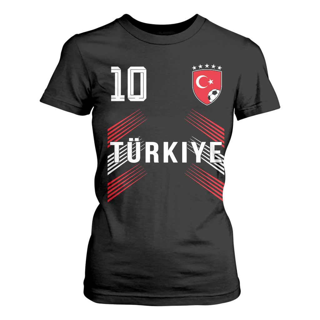 Proud Turkiye Soccer Fans Number 10 Jersey Style T Shirt For Women Patriotic Turkish Football Turkey Sports Lover