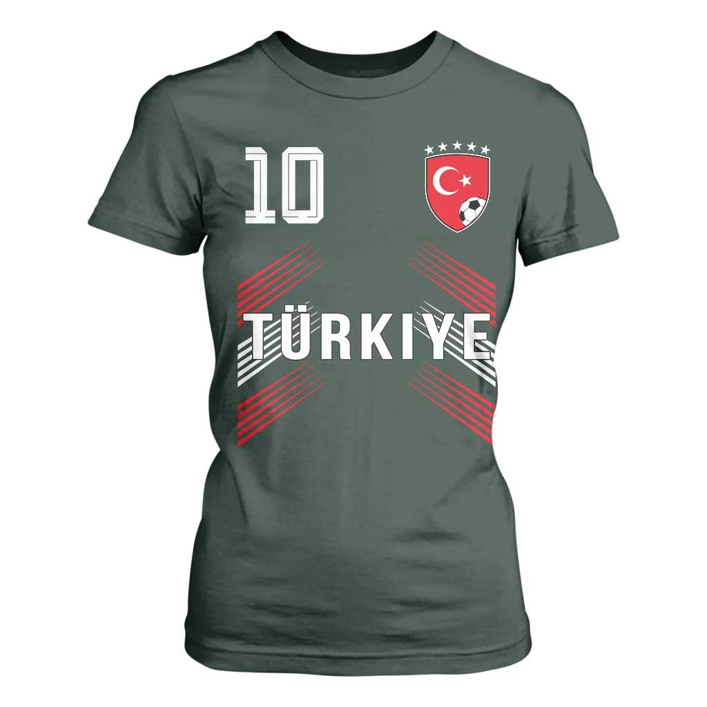 Proud Turkiye Soccer Fans Number 10 Jersey Style T Shirt For Women Patriotic Turkish Football Turkey Sports Lover