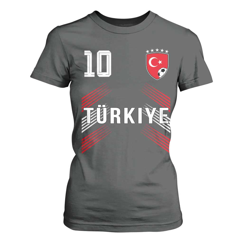 Proud Turkiye Soccer Fans Number 10 Jersey Style T Shirt For Women Patriotic Turkish Football Turkey Sports Lover