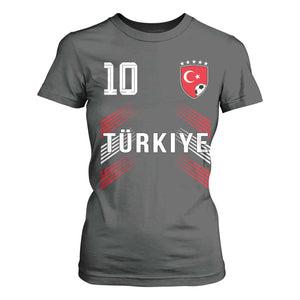 Proud Turkiye Soccer Fans Number 10 Jersey Style T Shirt For Women Patriotic Turkish Football Turkey Sports Lover