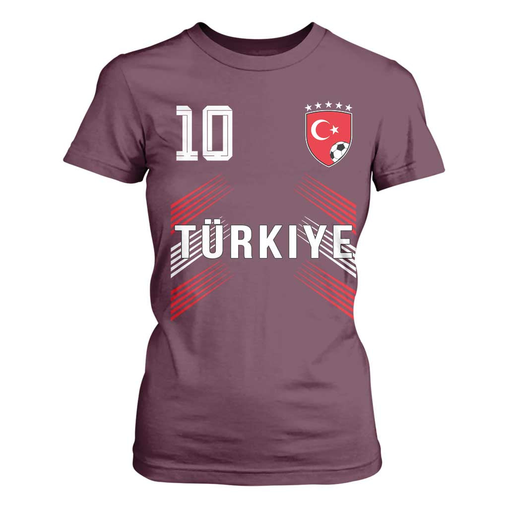 Proud Turkiye Soccer Fans Number 10 Jersey Style T Shirt For Women Patriotic Turkish Football Turkey Sports Lover