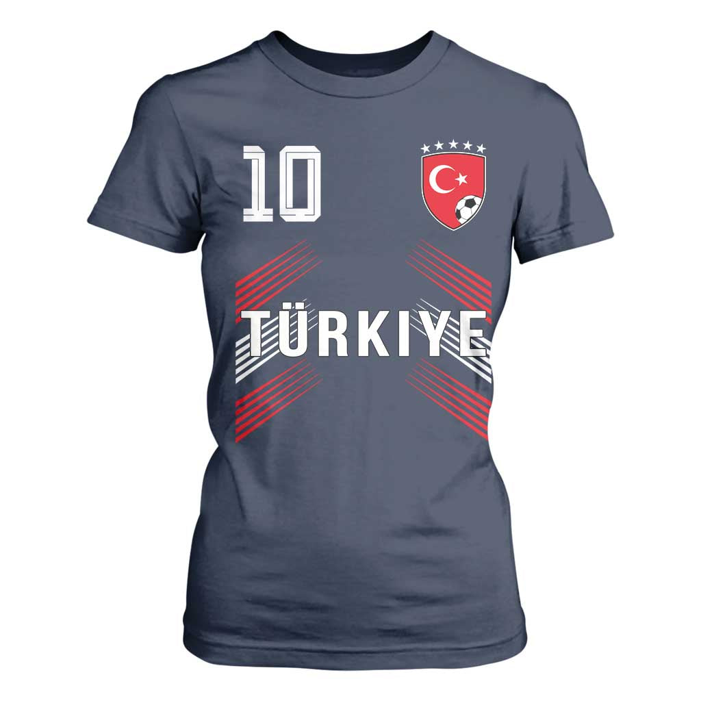 Proud Turkiye Soccer Fans Number 10 Jersey Style T Shirt For Women Patriotic Turkish Football Turkey Sports Lover