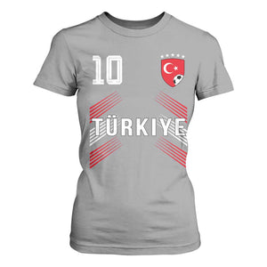 Proud Turkiye Soccer Fans Number 10 Jersey Style T Shirt For Women Patriotic Turkish Football Turkey Sports Lover