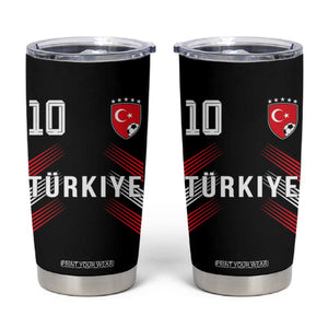 Proud Turkiye Soccer Fans Number 10 Jersey Style Tumbler Cup Patriotic Turkish Football Turkey Sports Lover TS02 Black Print Your Wear