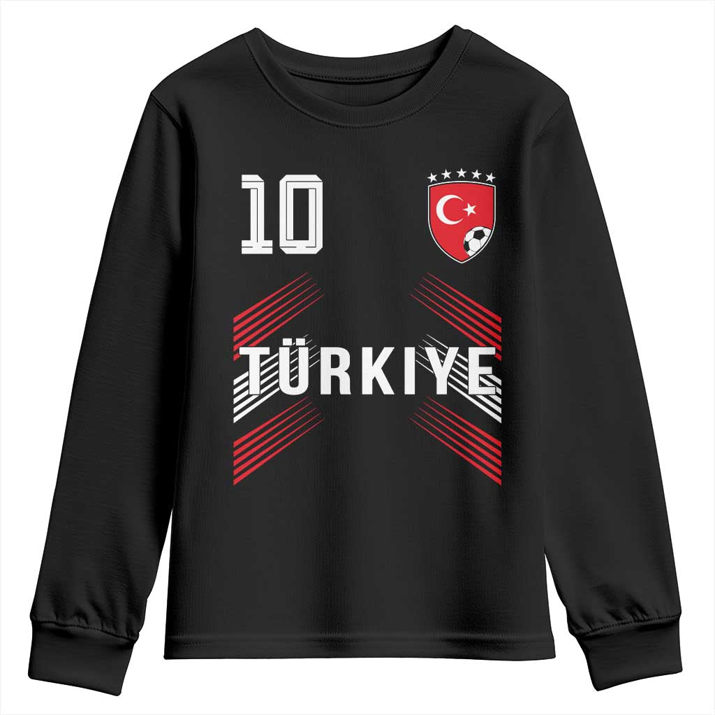 Proud Turkiye Soccer Fans Number 10 Jersey Style Youth Sweatshirt Patriotic Turkish Football Turkey Sports Lover TS02 Black Print Your Wear