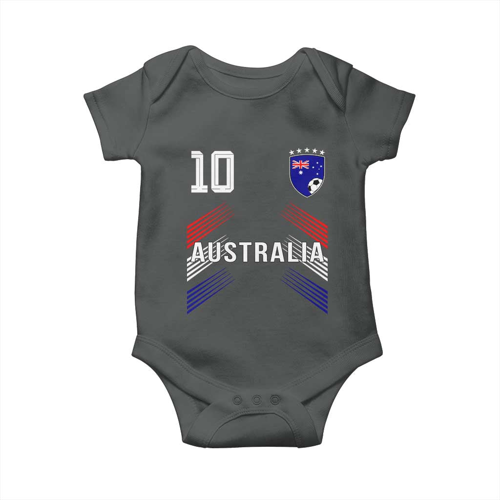 Australia Soccer Sports Graphic Number 10 Jersey Style Baby Onesie Proud Australian Football Fans Game Day Pride TS02 Dark Heather Print Your Wear