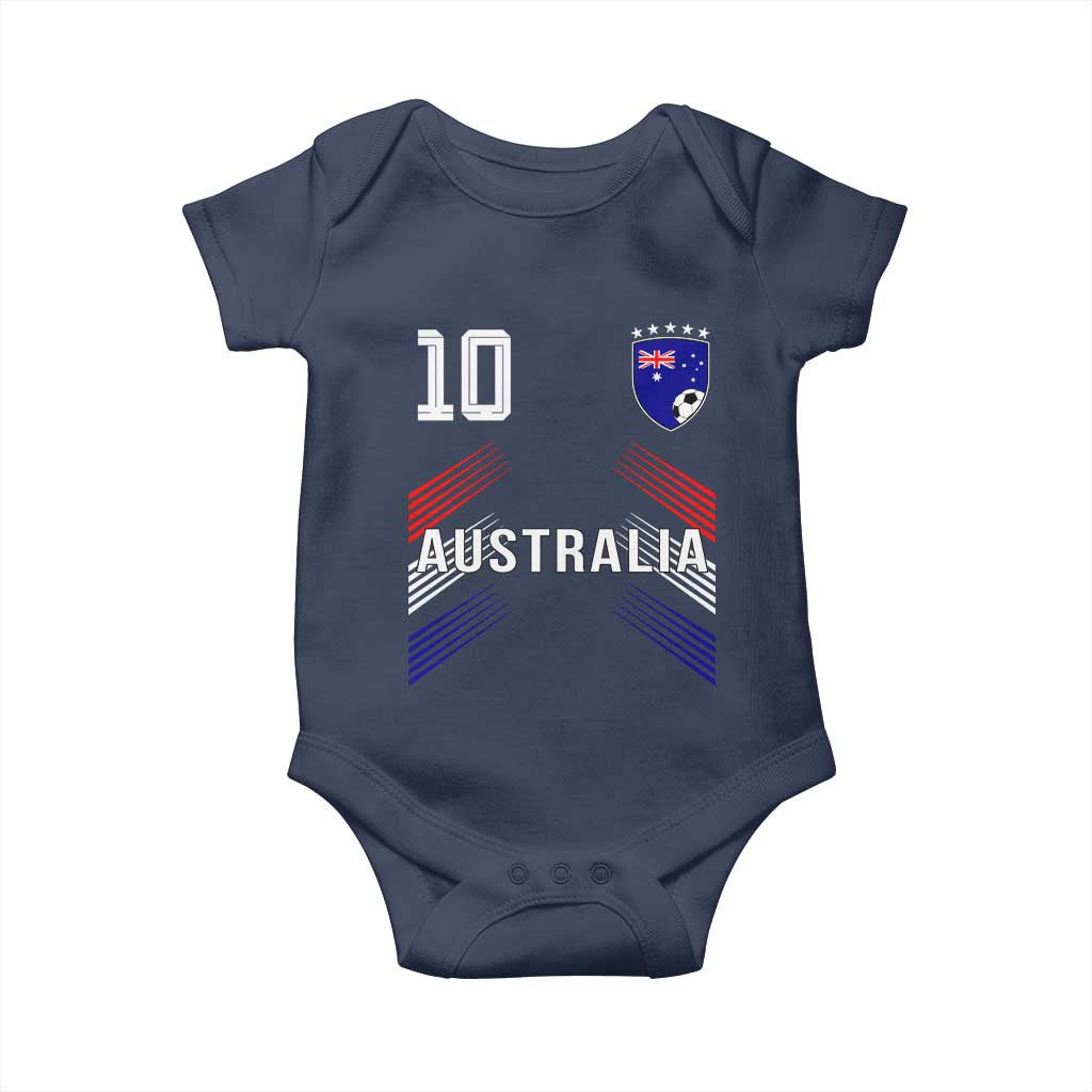 Australia Soccer Sports Graphic Number 10 Jersey Style Baby Onesie Proud Australian Football Fans Game Day Pride TS02 Navy Print Your Wear