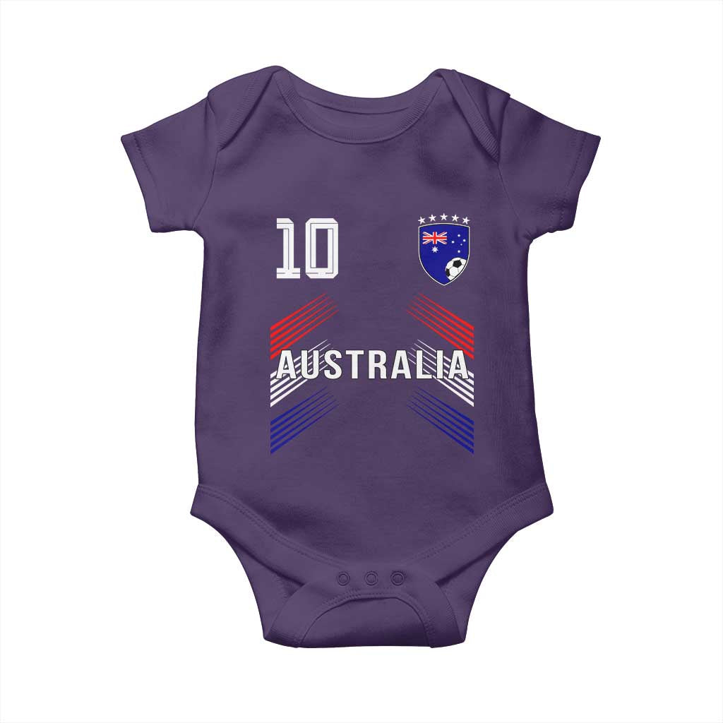 Australia Soccer Sports Graphic Number 10 Jersey Style Baby Onesie Proud Australian Football Fans Game Day Pride TS02 Purple Print Your Wear
