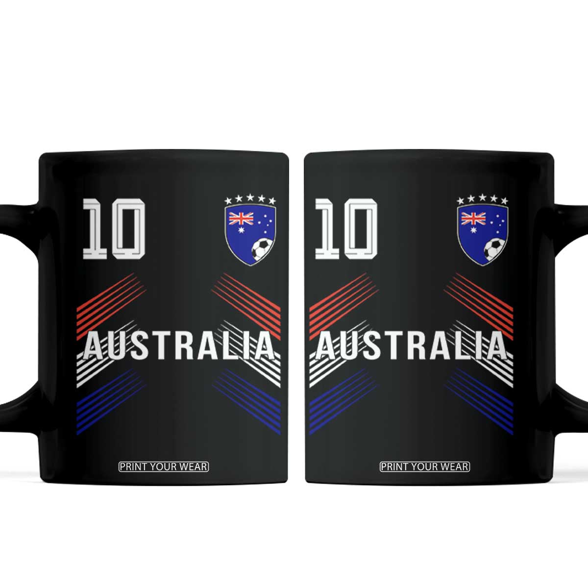 Australia Soccer Sports Graphic Number 10 Jersey Style Coffee Mug Proud Australian Football Fans Game Day Pride TS02 Black Print Your Wear