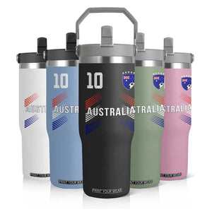 Australia Soccer Sports Graphic Number 10 Jersey Style Flip Straw Tumbler Proud Australian Football Fans Game Day Pride TS02 Print Your Wear