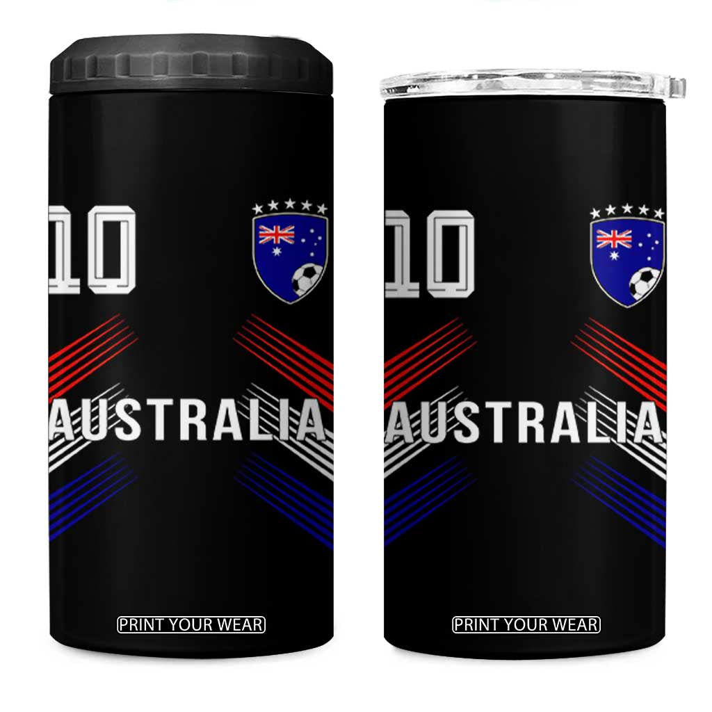 Australia Soccer Sports Graphic Number 10 Jersey Style 4 in 1 Can Cooler Tumbler Proud Australian Football Fans Game Day Pride TS02 One Size: 16 oz Black Print Your Wear