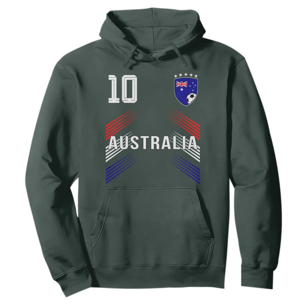 Australia Soccer Sports Graphic Number 10 Jersey Style Hoodie Proud Australian Football Fans Game Day Pride TS02 Dark Forest Green Print Your Wear