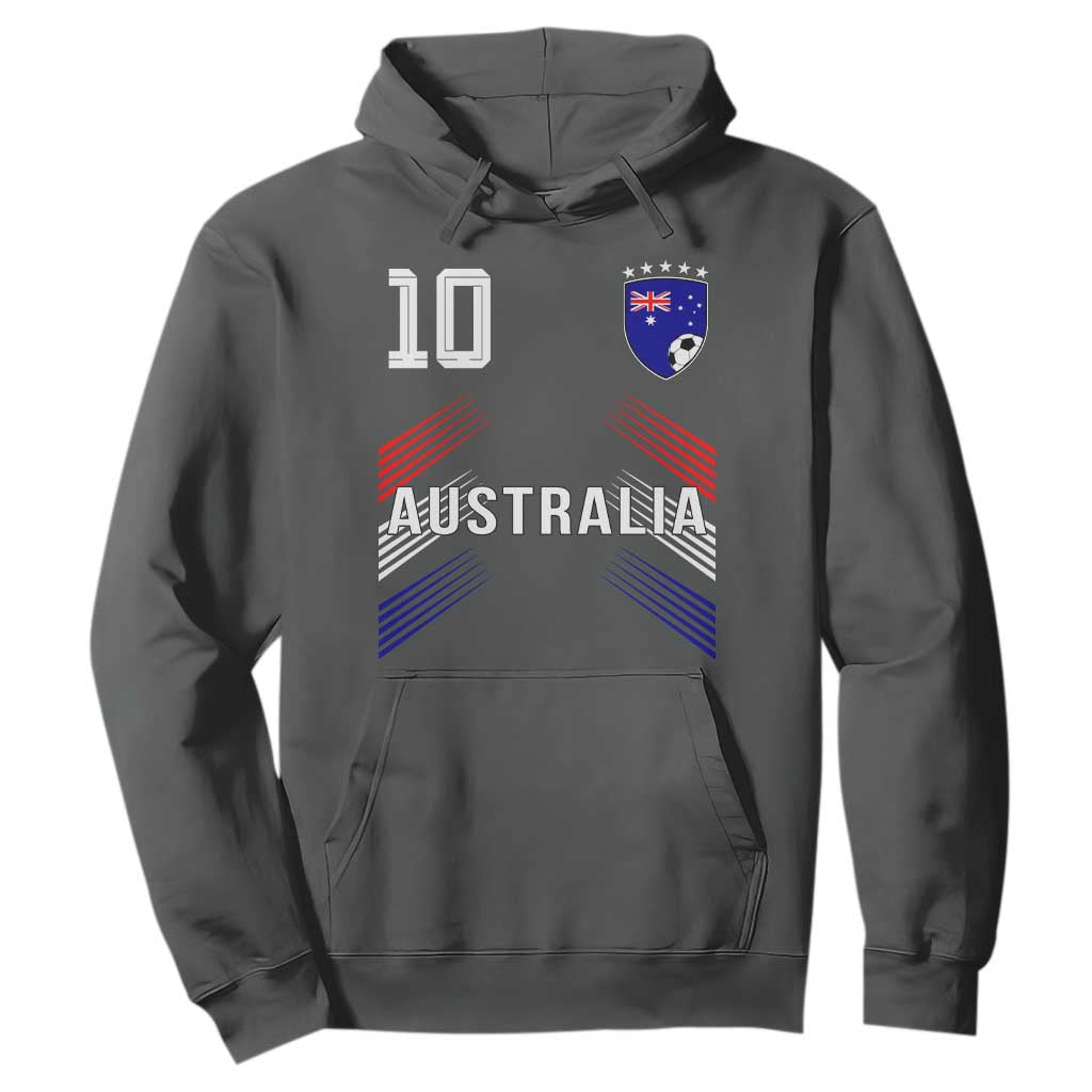 Australia Soccer Sports Graphic Number 10 Jersey Style Hoodie Proud Australian Football Fans Game Day Pride TS02 Dark Heather Print Your Wear