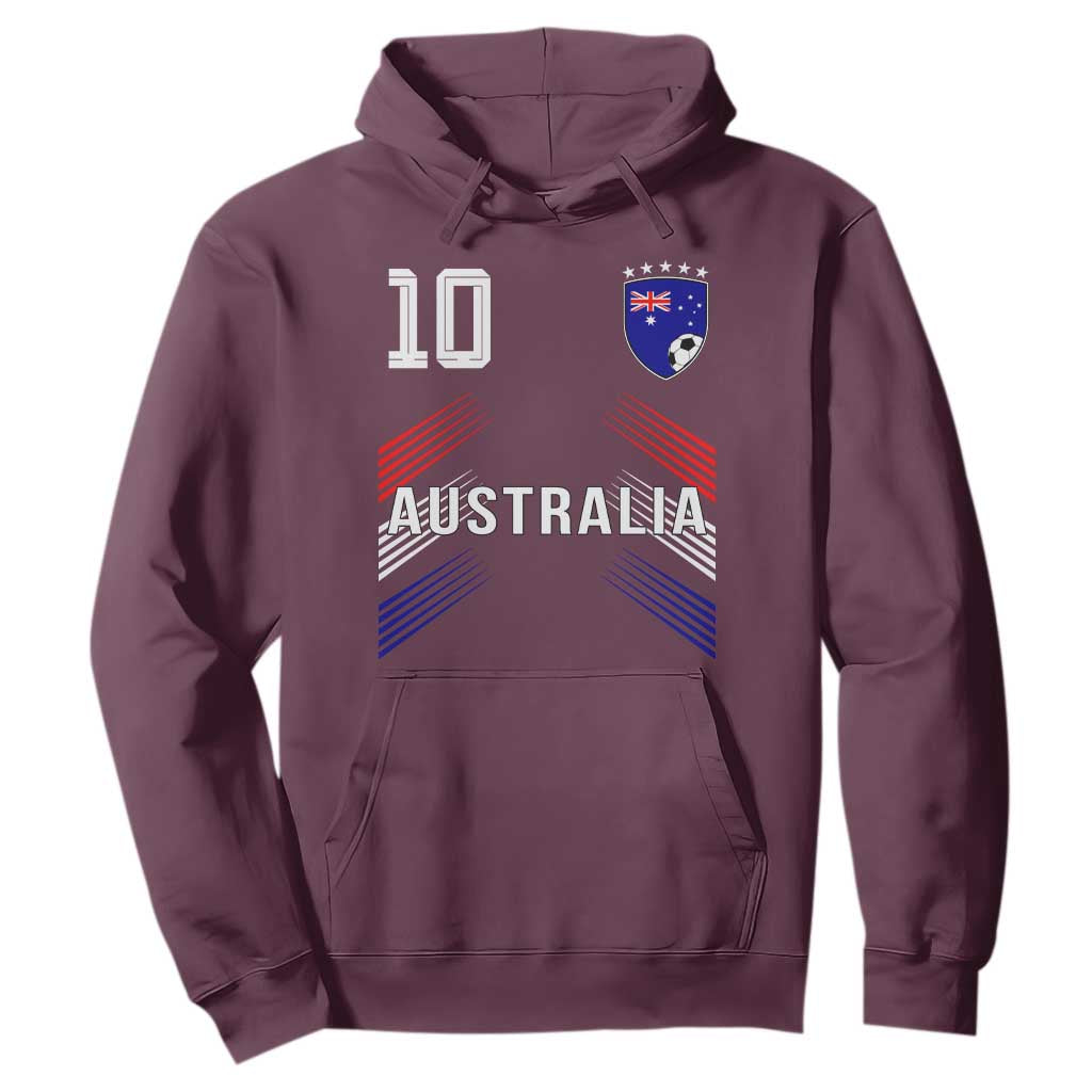 Australia Soccer Sports Graphic Number 10 Jersey Style Hoodie Proud Australian Football Fans Game Day Pride TS02 Maroon Print Your Wear