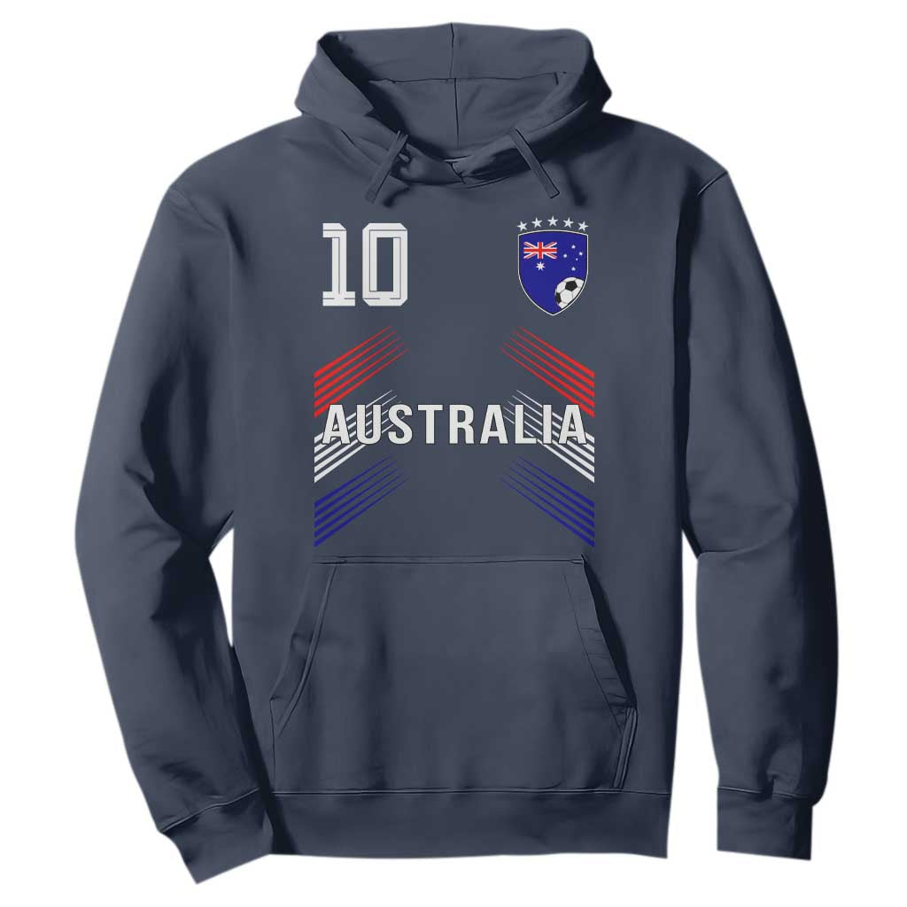 Australia Soccer Sports Graphic Number 10 Jersey Style Hoodie Proud Australian Football Fans Game Day Pride TS02 Navy Print Your Wear