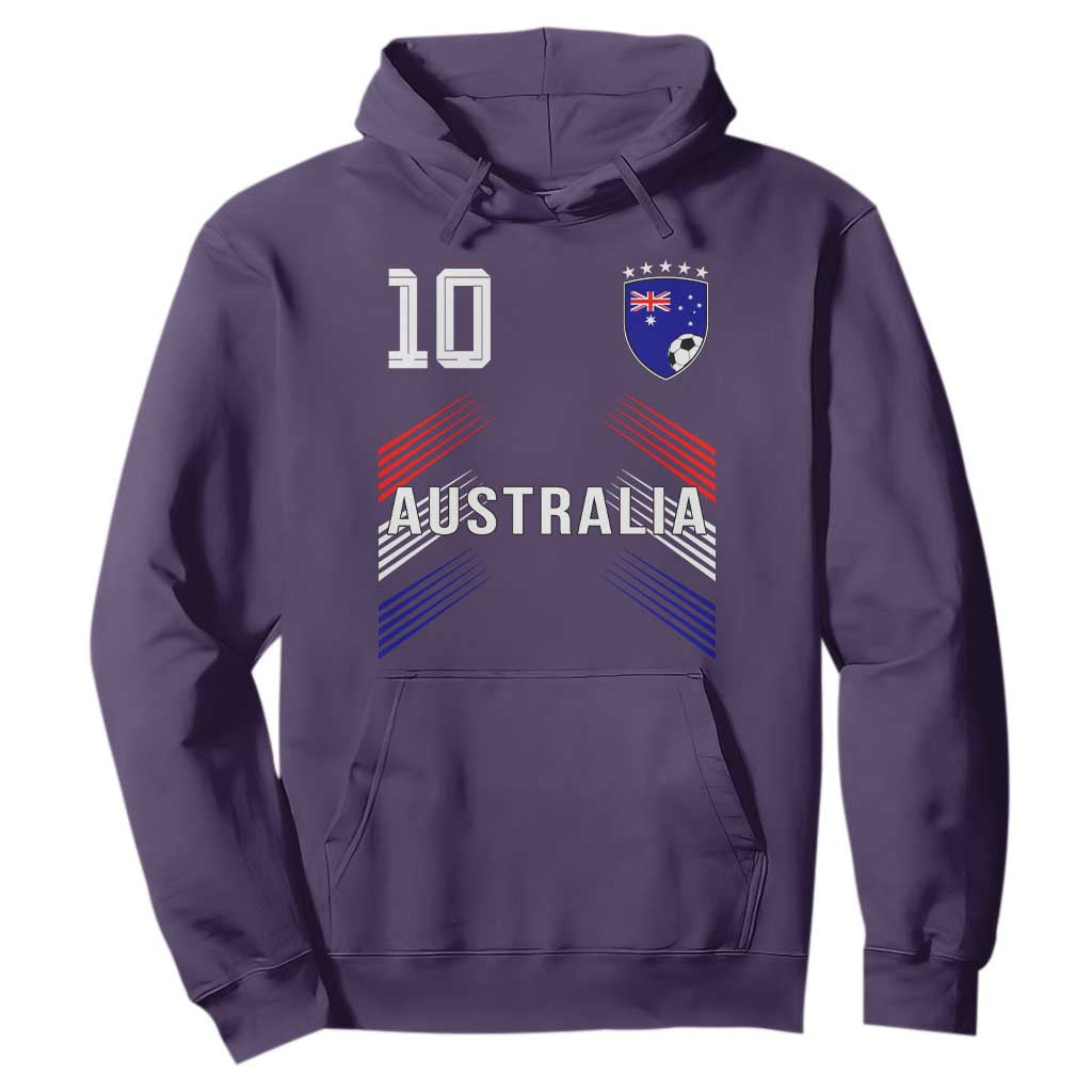 Australia Soccer Sports Graphic Number 10 Jersey Style Hoodie Proud Australian Football Fans Game Day Pride TS02 Purple Print Your Wear