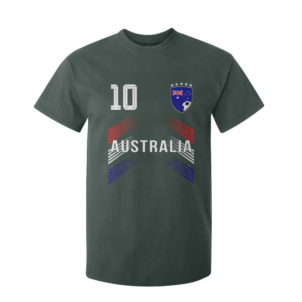 Australia Soccer Sports Graphic Number 10 Jersey Style T Shirt For Kid Proud Australian Football Fans Game Day Pride TS02 Dark Forest Green Print Your Wear