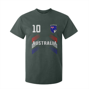 Australia Soccer Sports Graphic Number 10 Jersey Style T Shirt For Kid Proud Australian Football Fans Game Day Pride TS02 Dark Forest Green Print Your Wear