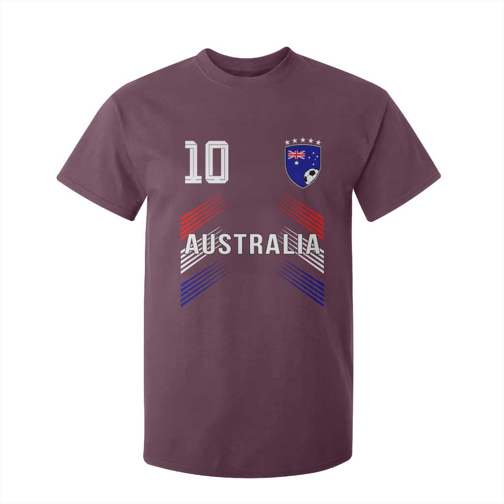 Australia Soccer Sports Graphic Number 10 Jersey Style T Shirt For Kid Proud Australian Football Fans Game Day Pride TS02 Maroon Print Your Wear